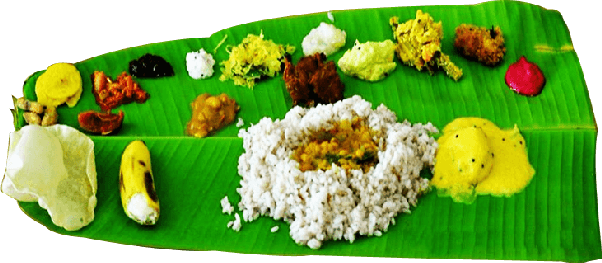 Banana Leaf Rice Png - Onam Sadhya Banana Leaf Png (602x263), Png Download