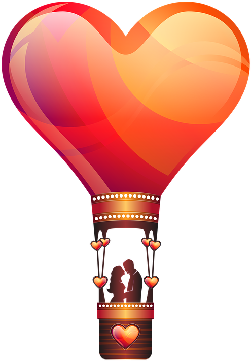 Heat Clipart Couple Heart - Air Balloon Love Png (504x720), Png Download