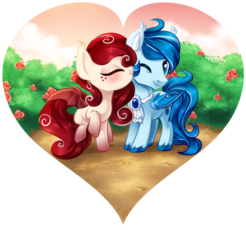 Xnighteddashx, Bat Pony, Blushing, Couple, Cute, Female, - Cartoon (1024x968), Png Download