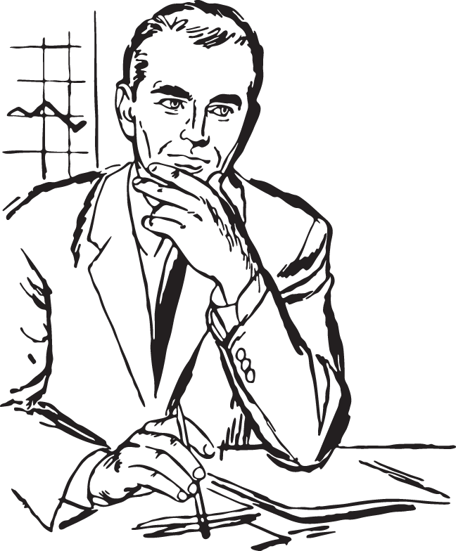 Office Man At Desk - Office (648x784), Png Download