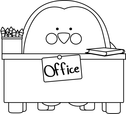 Office Clipart Black And White - Office Clip Art Black And White (500x455), Png Download