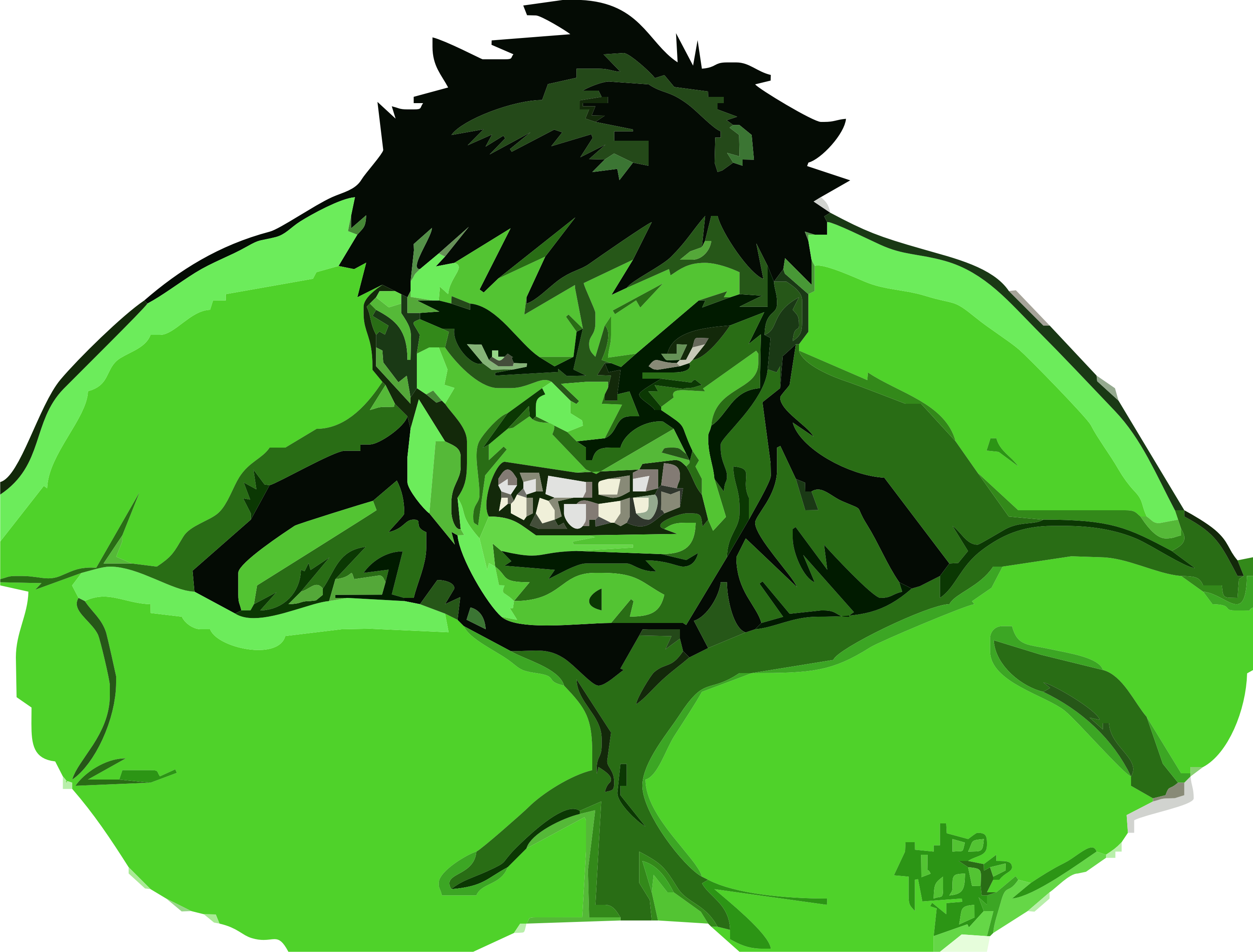 Incredible Hulk Face Cartoon (3000x2280), Png Download