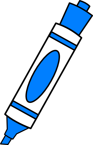 Blue Color Marker Clip Art - Dry Erase Marker Clipart (378x593), Png Download