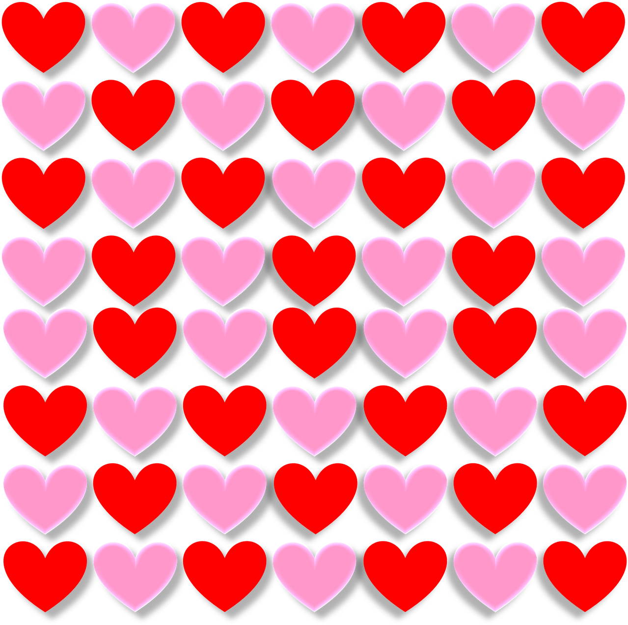 Wedding, Hearts, Love, Valentine, Red, Pink, 3d - Three-dimensional Space (1280x1278), Png Download