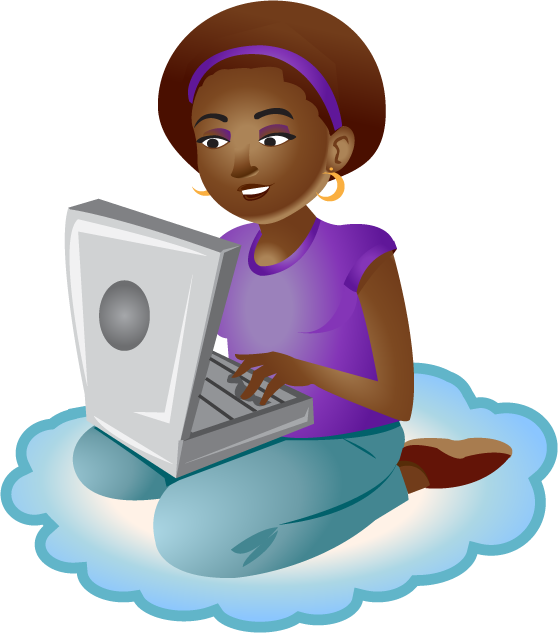 Woman With Laptop - Clip Art (558x633), Png Download