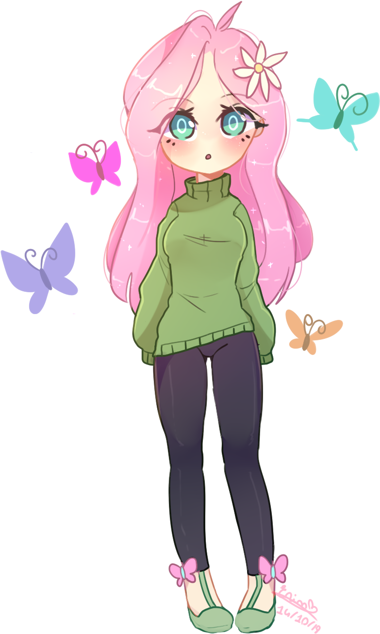 Emily-826, Butterfly, Chibi, Clothes, Fluttershy, Human, - Filename (802x1325), Png Download