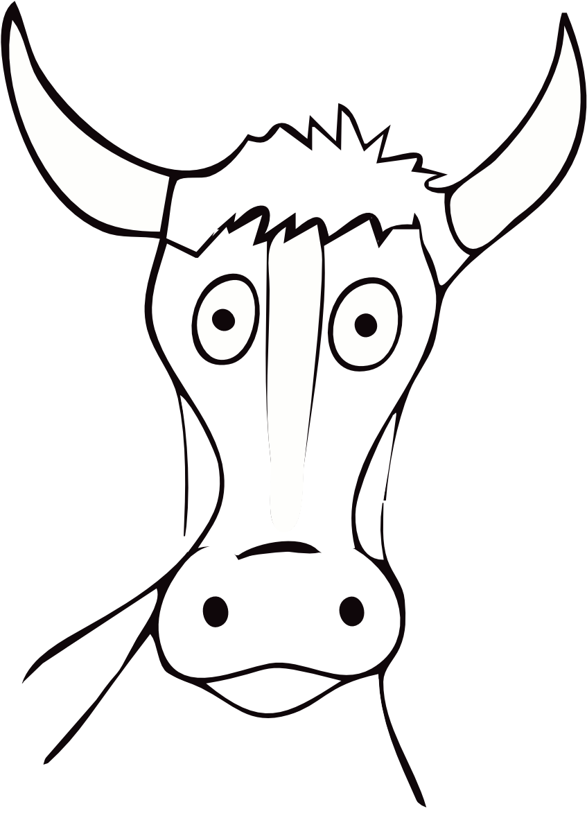 Cow Farbe Drawn Cow Art Sheet Page Black White Line - Cattle (999x1318), Png Download
