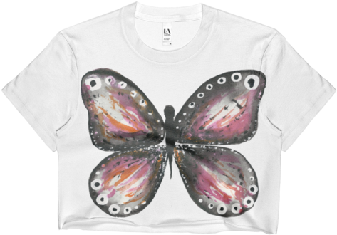 Burgandy Butterfly Ladies Edgy Crop Top - Brush-footed Butterfly (500x500), Png Download