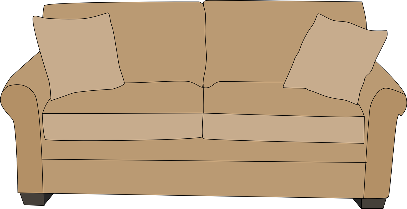 Old Couch Pic - Sofa Clipart Png (1400x719), Png Download