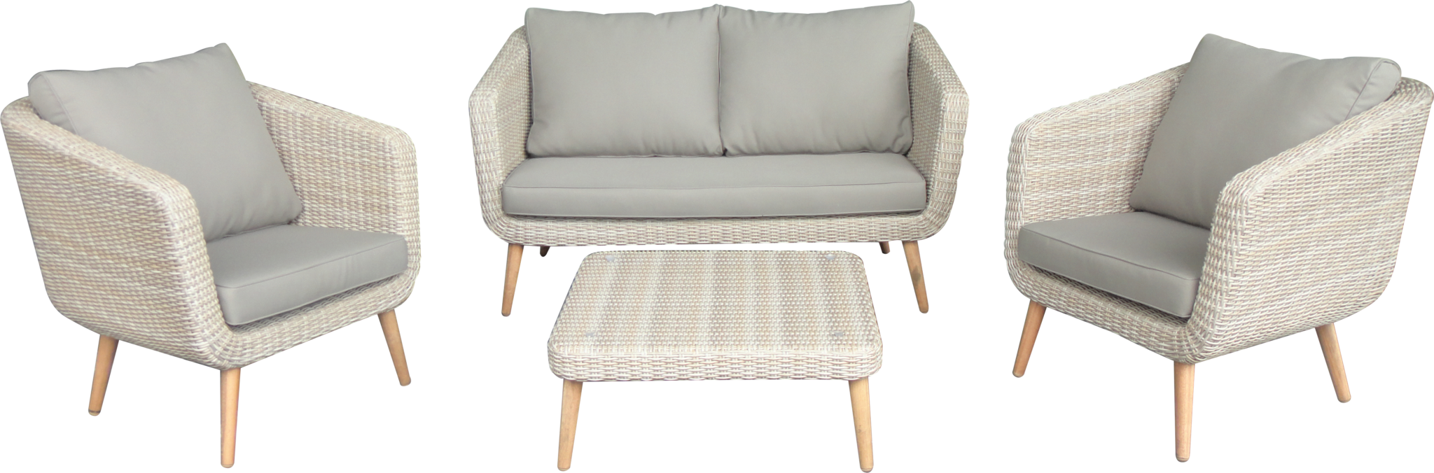 Download Vermont / Grey Eucalyptus Wood Wicker Sofa Furniture PNG