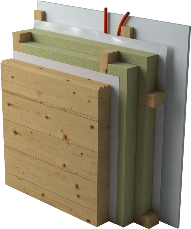 Wooden House And Log Construction - Sestava Stene Montažne Hiše (800x838), Png Download