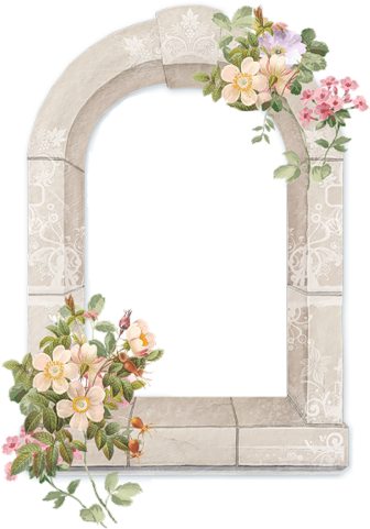 Cadres Et Bordures - Window With Flowers Png (500x500), Png Download