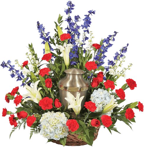 Patriotic Remembrance Basket With Custom - Garden Roses (500x611), Png Download