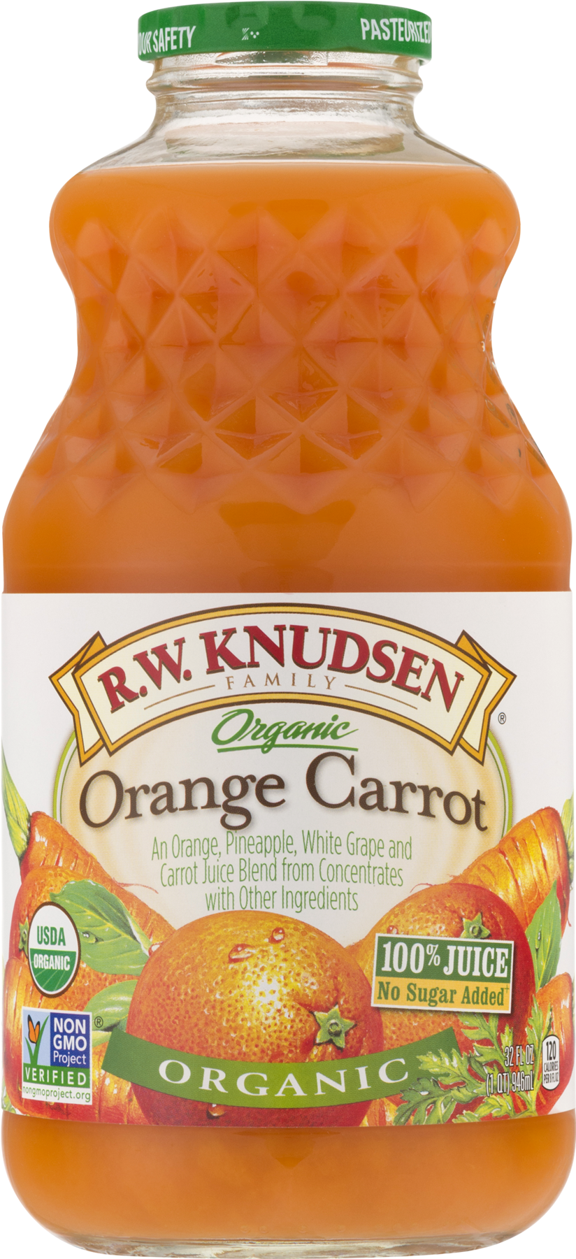 Knudsen Family Organic Juice, Carrot, 32 Fl Oz, 1 Count - R.w. Knudsen Organic Juice, Orange Carrot - 32 Fl Oz (1800x1800), Png Download