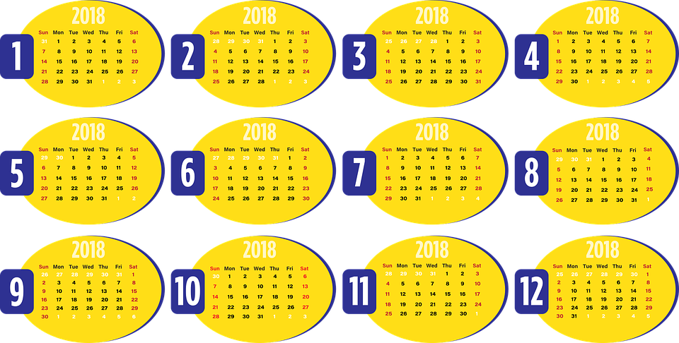 Takvim, Iş, 2018, Hafta, Ay, Gün, Planlama, Zamanlama - 2018 Calendar Pdf Hd (960x486), Png Download
