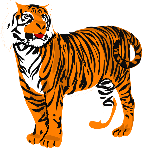 Tiger Clip Art At Clker - Clipart Tiger (576x597), Png Download