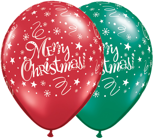 11'' Christmas Message And Swirl Pattern On Red And - Qualatex 11 Inch Latex Balloon - Christmas Festive (500x500), Png Download