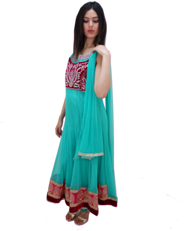 Salwar Designer Nadiya - Green (384x480), Png Download