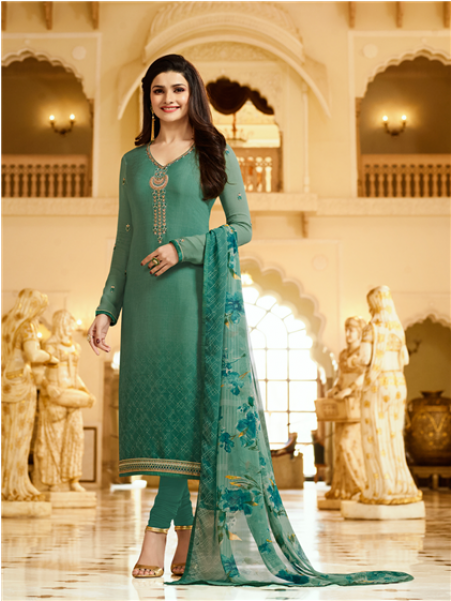 Green Royal Kaseesh Crepe Silkina Designer Salwar Suit - Suit Salwar (600x600), Png Download