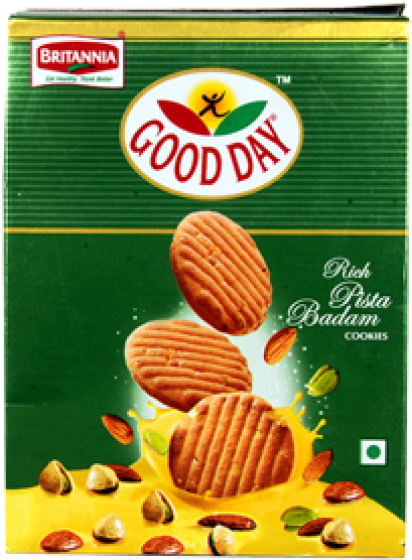 Good Day Pista Badam 250g Biscuit Recipe, Food Items, - Britannia Good Day Rich Pista Almond Cookies 400gms (645x645), Png Download