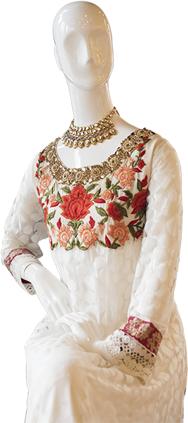 Floral Lace Salwar Kameez - Shalwar Kameez (417x625), Png Download