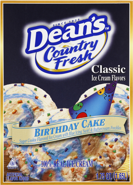 Dean's Country Fresh Classic Birthday Cake Ice Cream - Deans Peppermint Ice Cream (547x900), Png Download