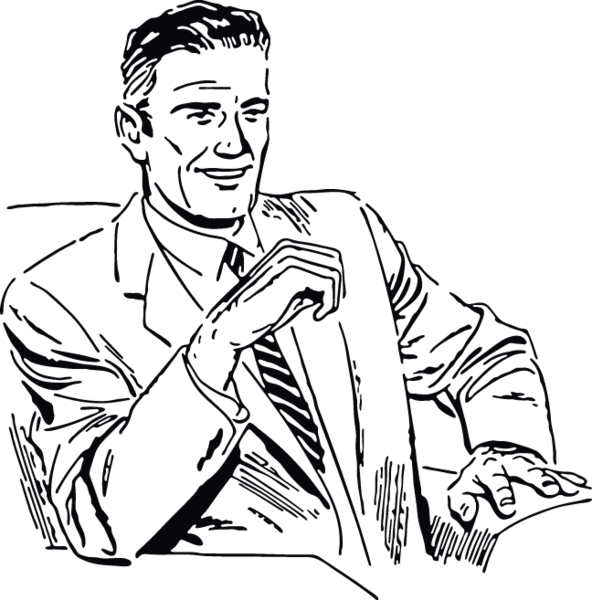 Man In Suit Sitting In Chair - Chair (592x600), Png Download