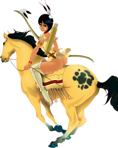 Share This Image - Horse With Indian (398x500), Png Download