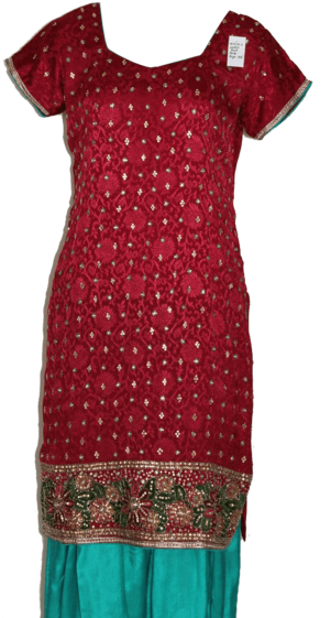 Suit 1488 Salwar Kameez Dupatta Maroon Turquoise Medium - Dupatta (328x600), Png Download