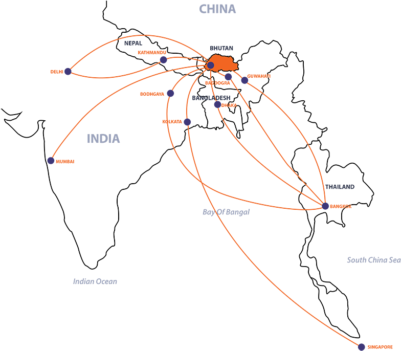 Flight To Bhutan Tcb (990x700), Png Download