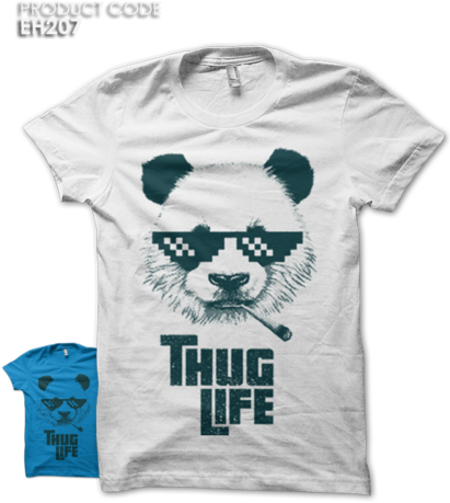 Thug Life Half Sleeves Tshirt - Black Rhino T Shirt (444x480), Png Download