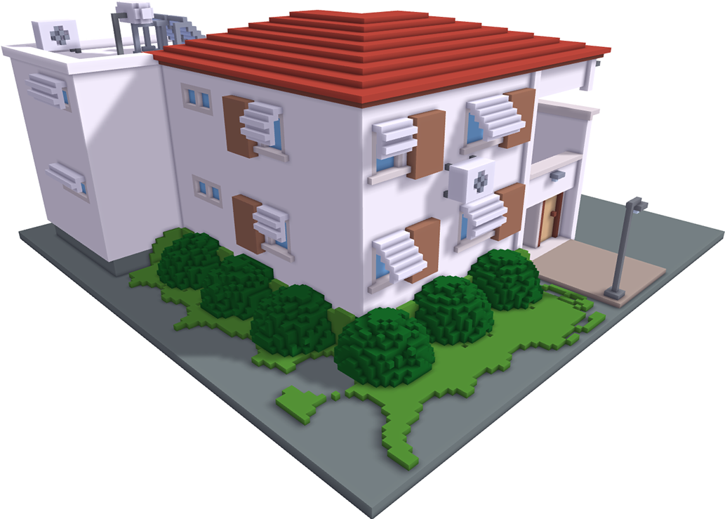 Apartment Building In Voxel Art Using Magicavoxel - House (1400x753), Png Download