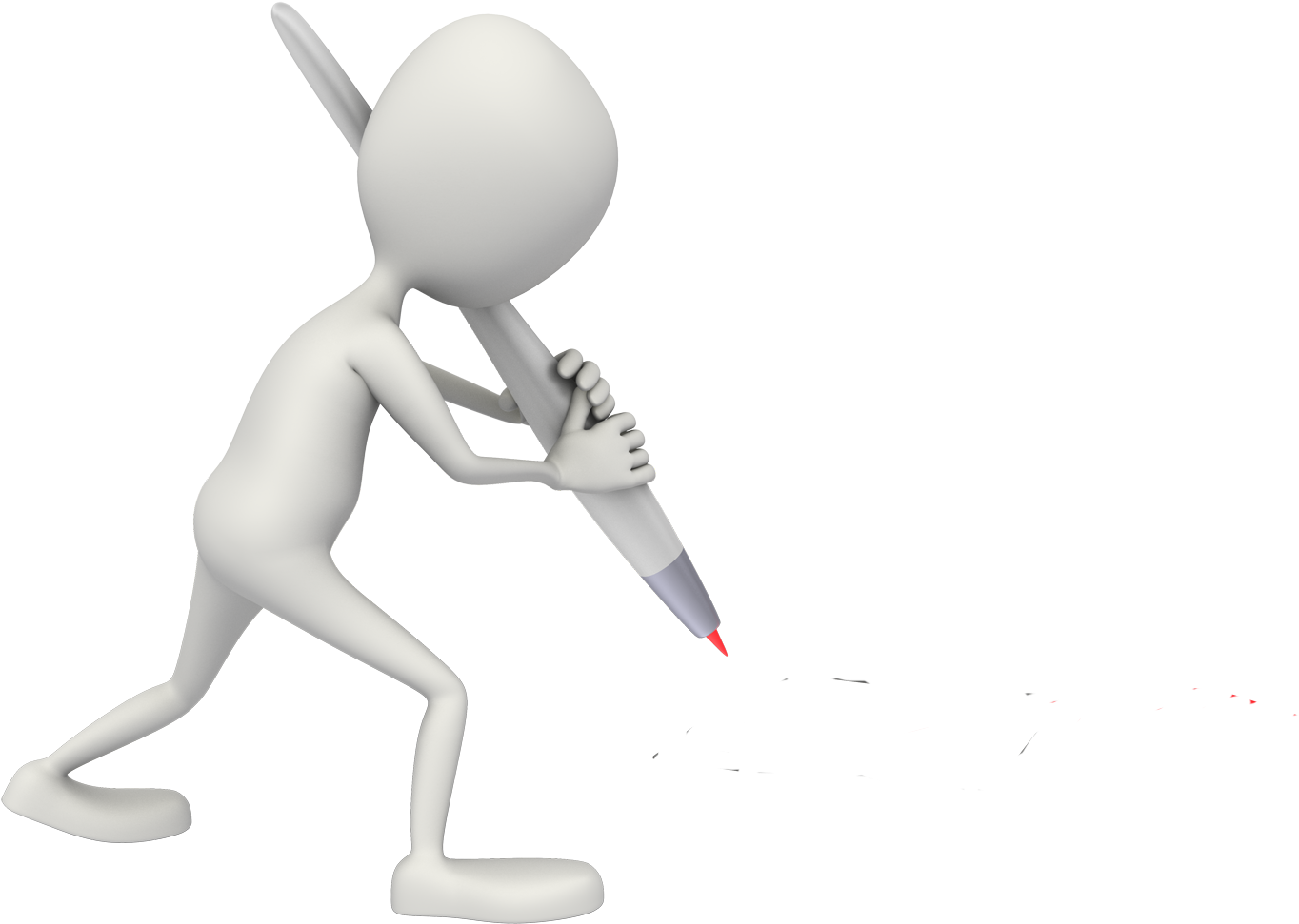 Stickman With Pen - Stick Man 3d Clipart (1600x1333), Png Download