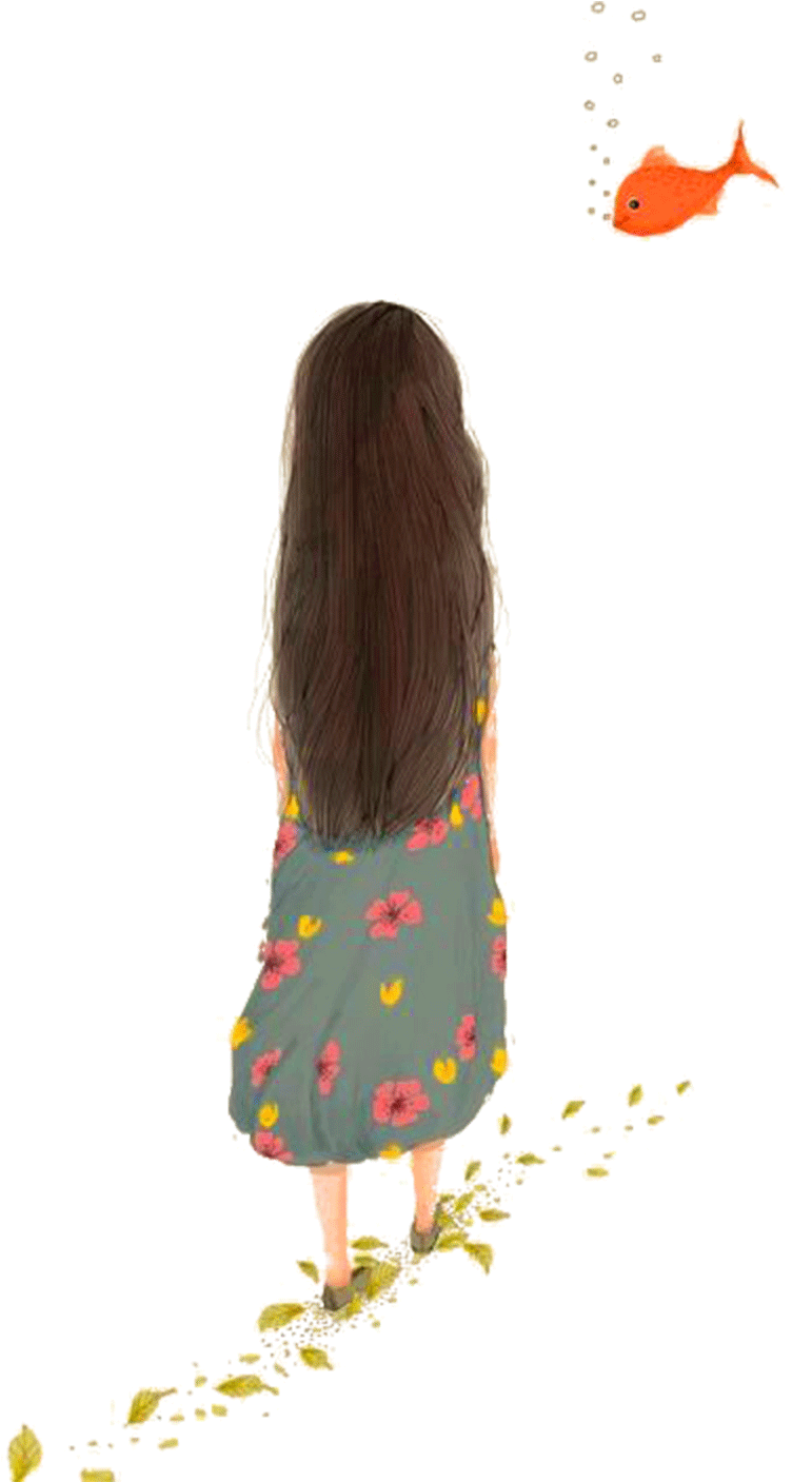 Hand Painted Little Girl Back Hd Transparent Psd Image - Petite Fille De Dos Png (1000x1498), Png Download