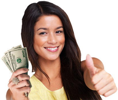 Cash For Gold Girl-1 - Money With Girl Png (437x360), Png Download