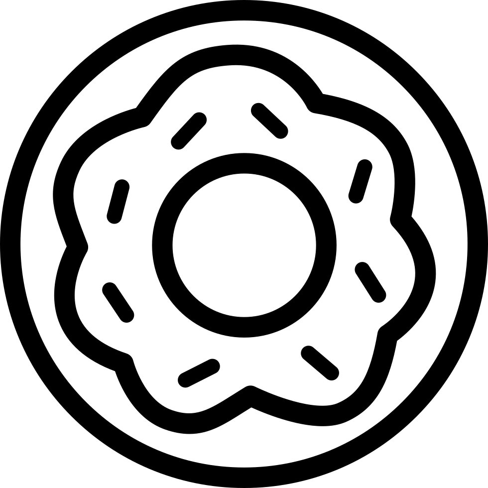 Donut Sweet Dessert With A Flower Shape In The Circle - Donut Clipart Black And White Png (980x980), Png Download