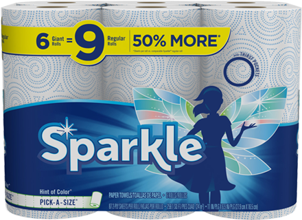 Paper Towels With A Hint Of Color - Sparkle Paper Towels 6 Pack (600x337), Png Download