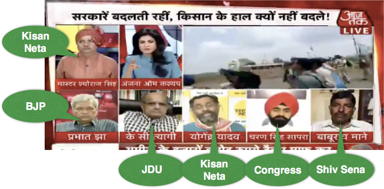 Faces On Aaj Talk Live Tv Debate On Farmers Crisis - President's Day (748x368), Png Download