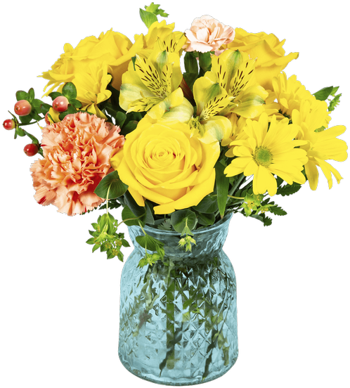 Citrus Splash With Roses, Small - Royer's Flowers & Gifts (500x611), Png Download