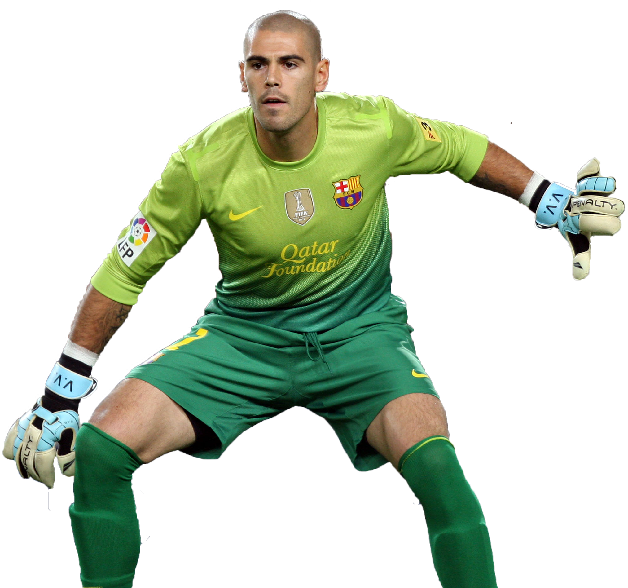 The Player Of Barcelona Victor Valdes On White Background (3417x2019), Png Download
