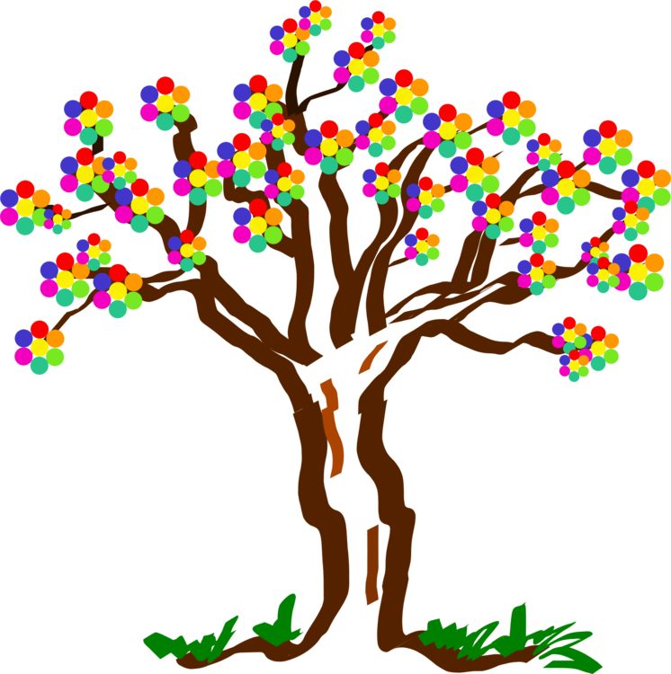 Birthday Clipart Tree - Colorful Tree Clipart Png (549x553), Png Download