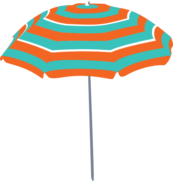 Beach Umbrella Clip Art At Clker - Beach Umbrella Clipart Vector (570x597), Png Download