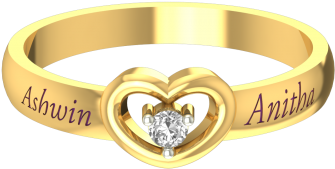 Customized Lovely Heart Gold Name Ring - Gold Rings For Wife (600x338), Png Download