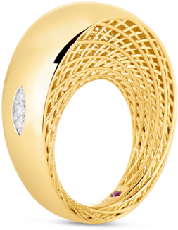 Roberto Coin Golden Gate Diamond Ring (600x600), Png Download