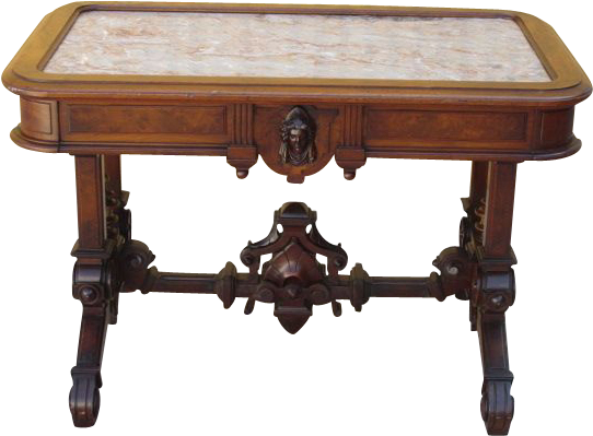 Antique Victorian Marble Top Tea Table Parlor Table - Antique Victorian Marble Topped Table (560x559), Png Download