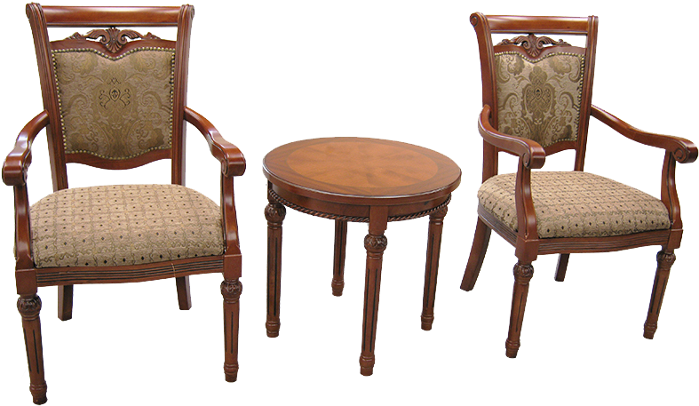 Victorian Tea Table & Armchairs Set - New Moon Furniture (800x800), Png Download