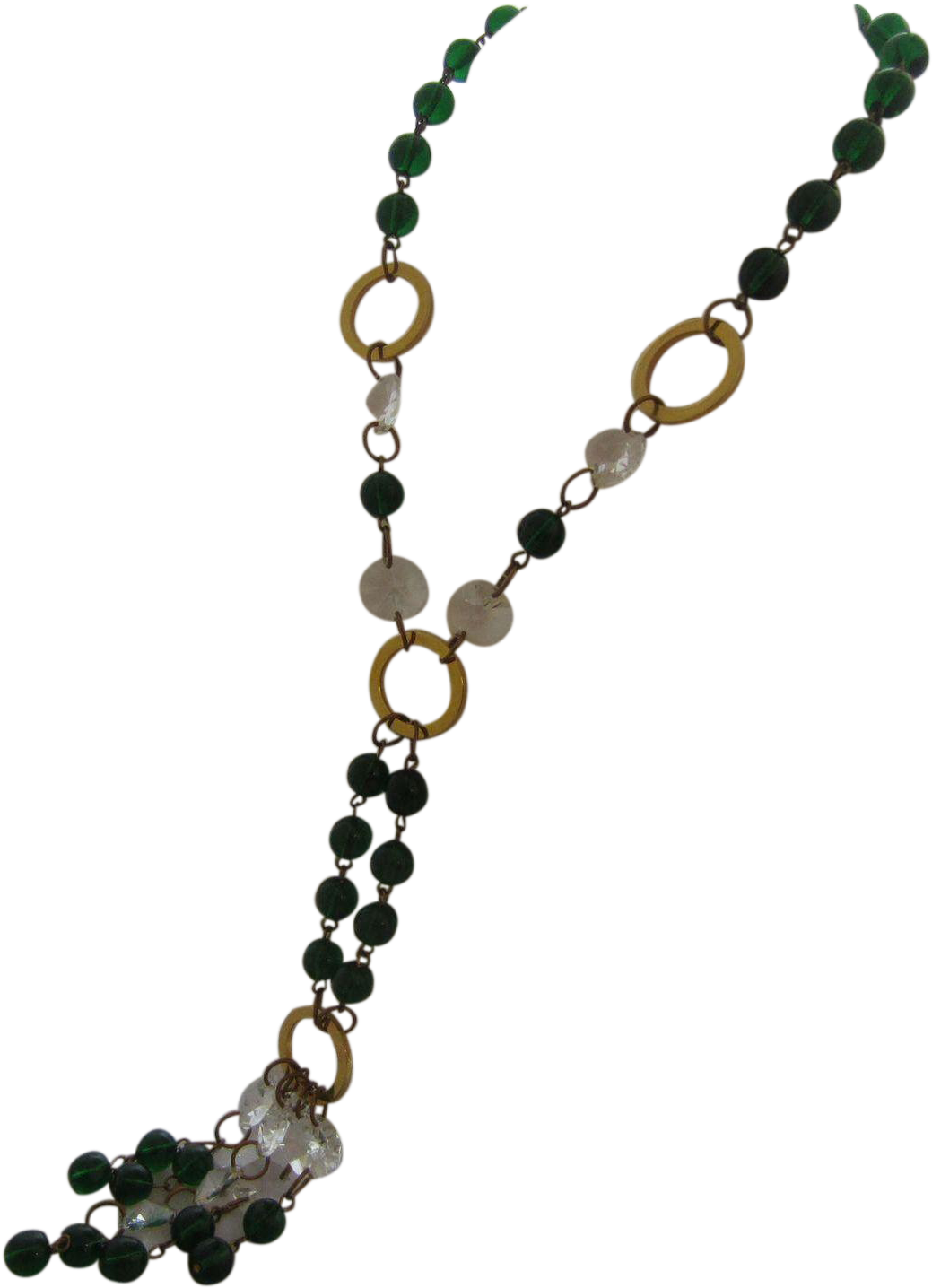 Gorgeous Green Poured Glass Bead, Faceted Crystals - Necklace (1435x1435), Png Download