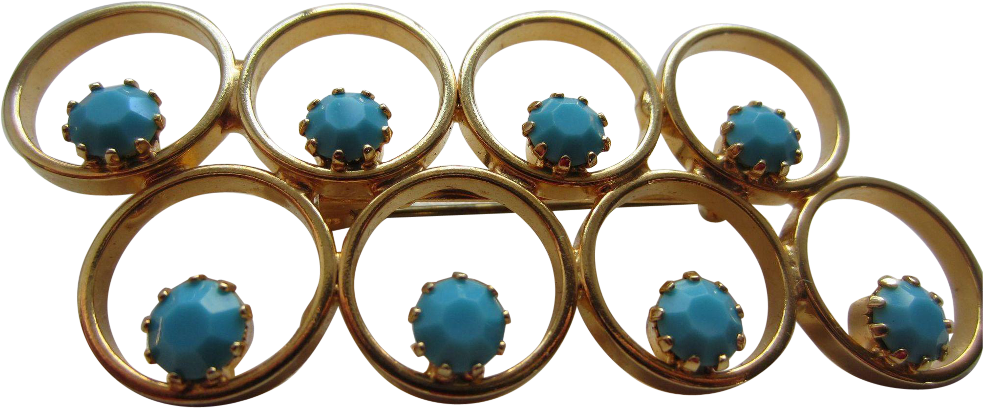 Stylish Golden Rings And Faux Turquoise Stones Brooch, - Opal (2011x2011), Png Download