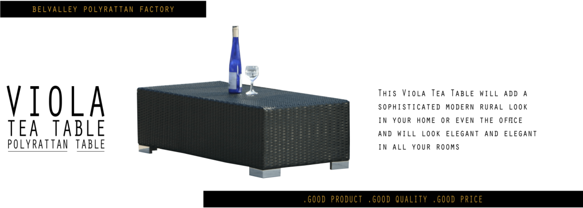 Viola Tea Table Polyrattan Table By Belvalley Polyrattan (2300x1010), Png Download