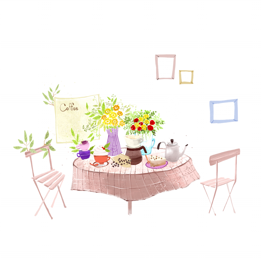 Tea Table Decoration Luxury Poster Drawing Illustration - Cartoon Afternoon Tea Table (1024x1024), Png Download